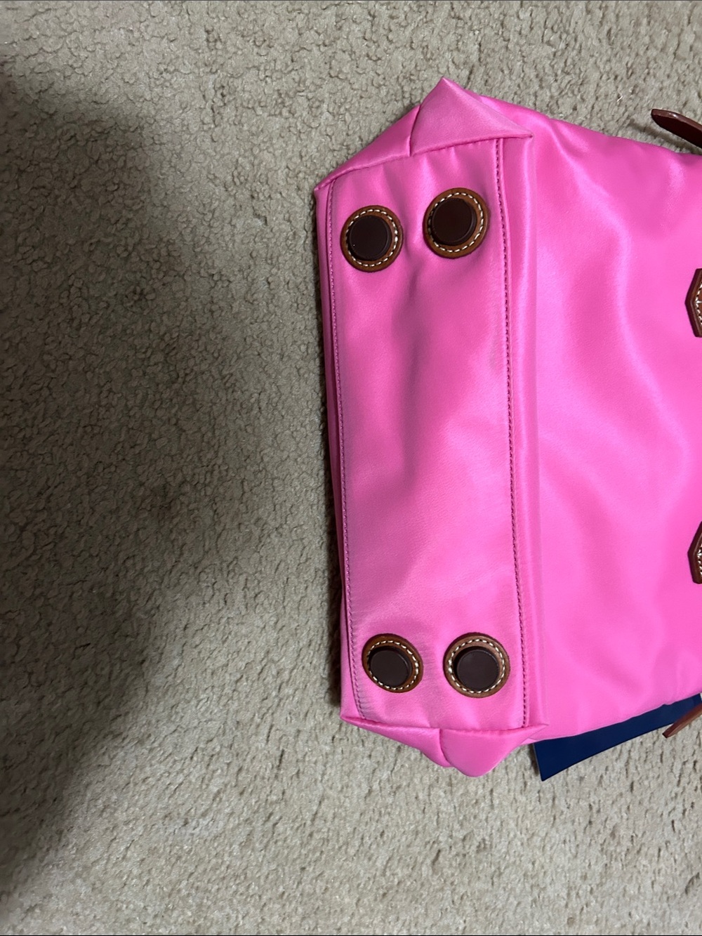NWT Dooney & Bourke Pink Nylon Tote with Brown Leather Trim - Picture 6 of 7